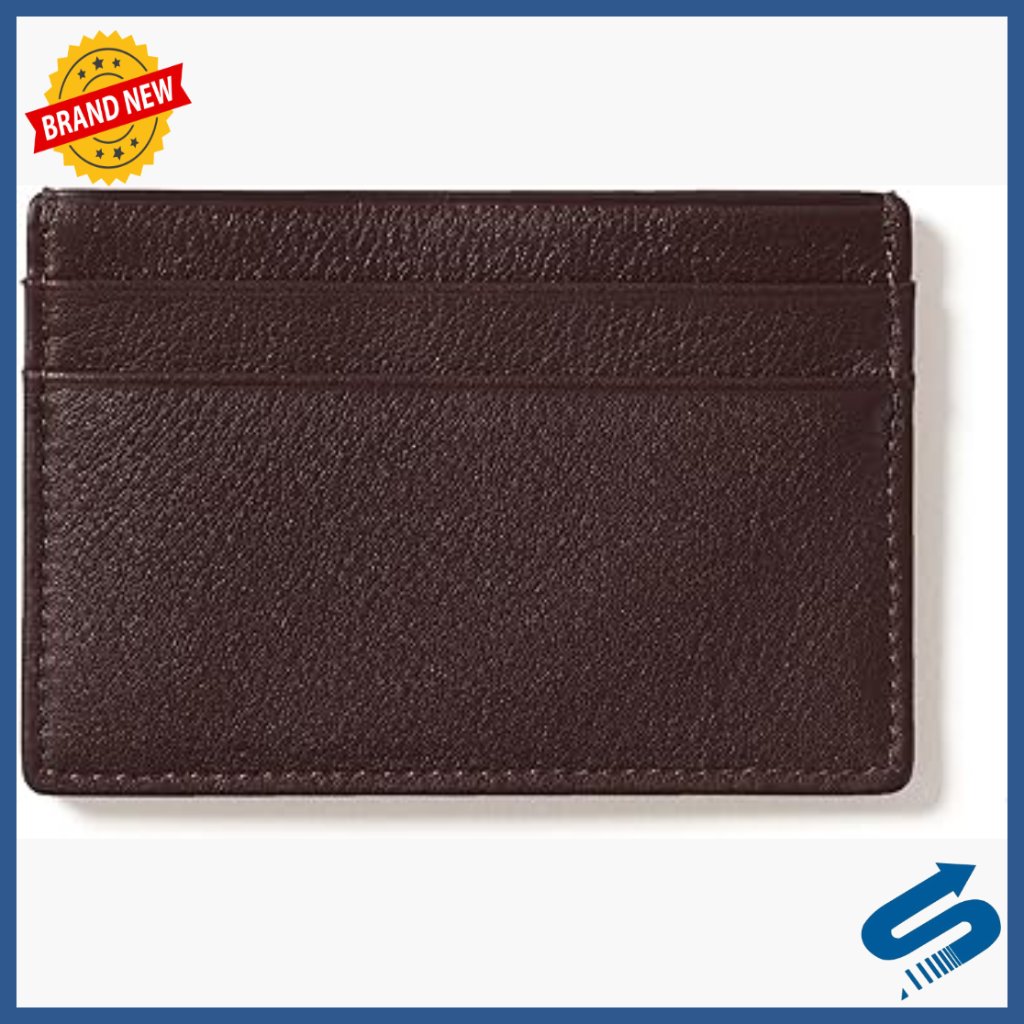 Slim Leather Credit Card Wallet - 4 Slots, Center Pocket, Rfid Protection